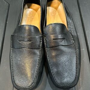 Cole Haan Black Pebbled Leather Penny Loafers